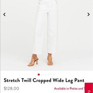 NWT Spanx Twill cropped wide length pants in size Small. Bright white color.